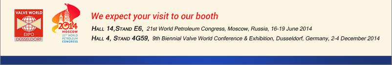 See you at the 9th Biennial Valve World EXPO, Düsseldorf