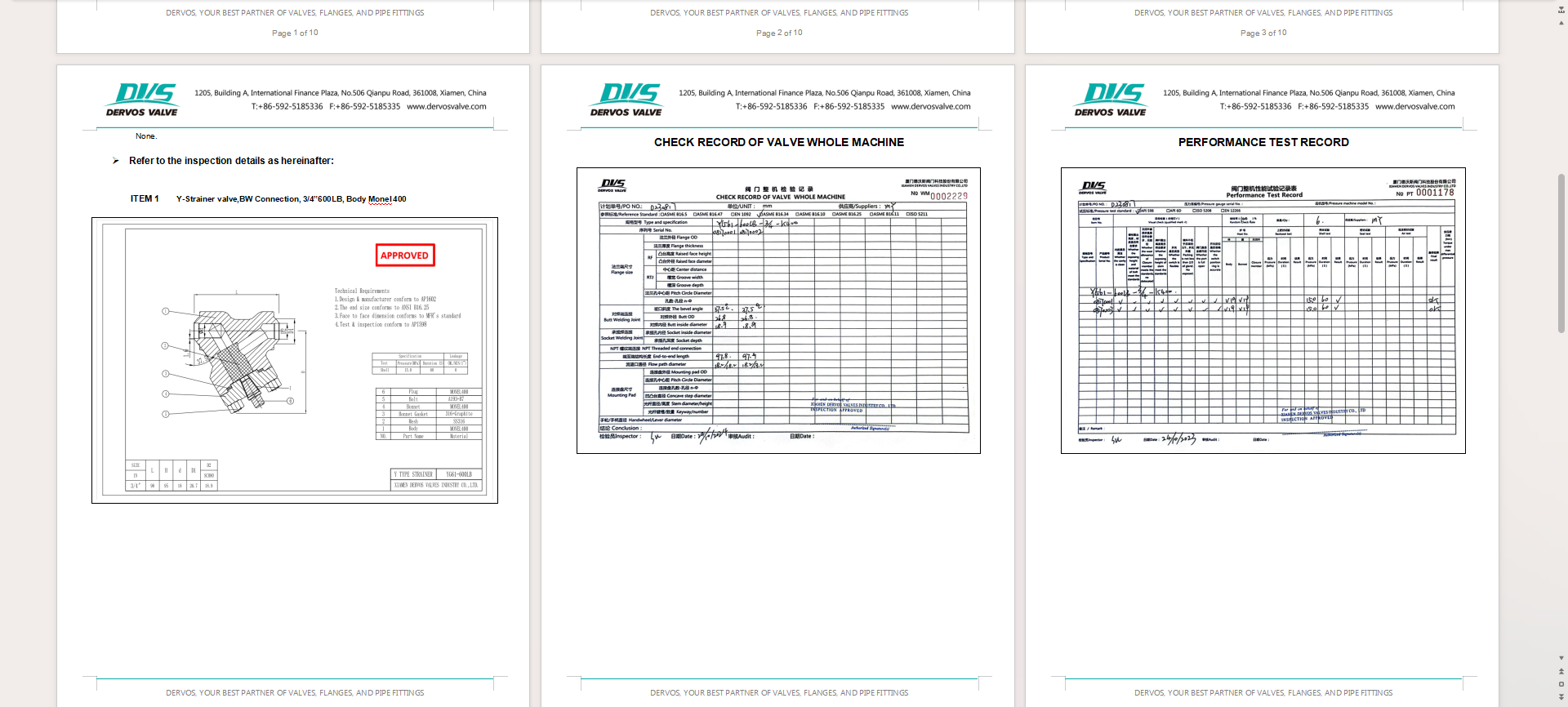 3/4" 600LB Y Type Strainer Monel 400 API 602