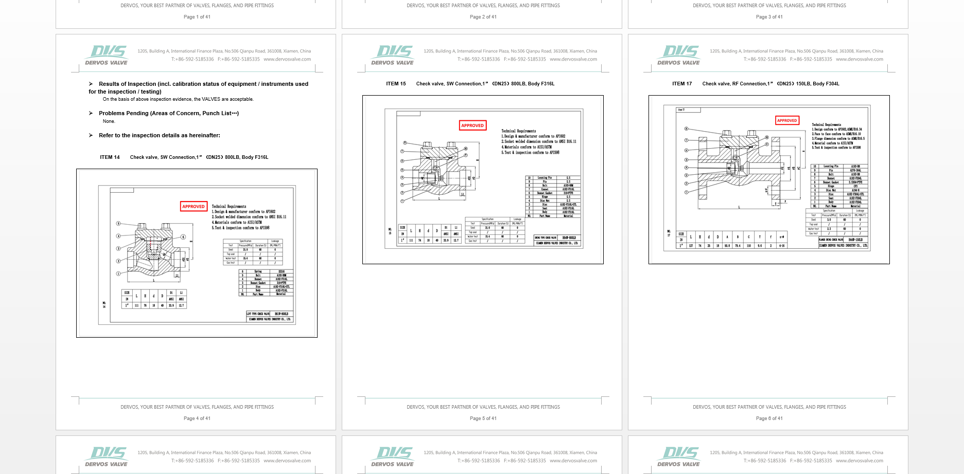 1" 150LB Swing Check Valve RF A182-F304L